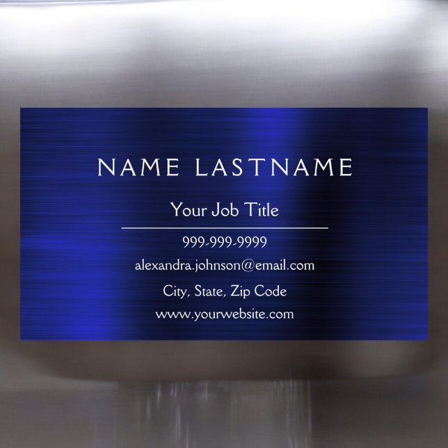 Carte De Visite Magnétique Marine Blue Metallic Foil Entreprise moderne (Créateur téléchargé)