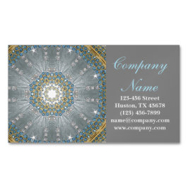 Carte De Visite Magnétique massothérapeute du boho Yoga bleu argenté mandala