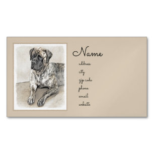 Carte De Visite Magnétique Mastiff anglais (Brindle) Peinture - Chien Art