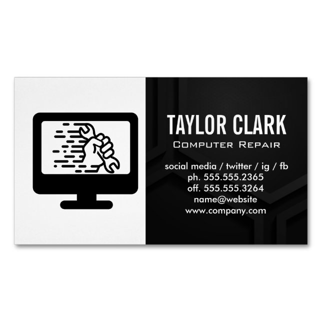 Carte De Visite Magnétique Matériel informatique | Épingle à main (devant)