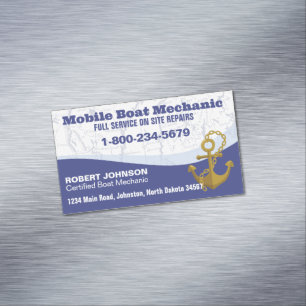 Carte De Visite Magnétique Mécanicien de bateaux mobile