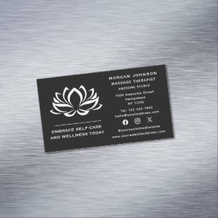 Carte De Visite Magnétique Médias sociaux Lotus Fleur Massage Thérapie Holist