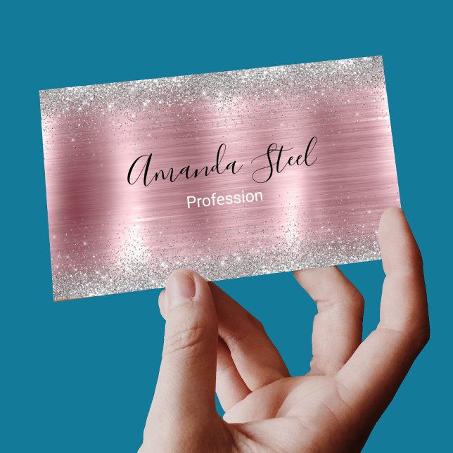 Carte De Visite Magnétique Mignonne rose blush fausse parties scintillant arg (Créateur téléchargé)