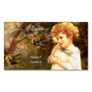 Carte De Visite Magnétique Mignonne victorienne avec oiseaux