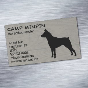 Carte De Visite Magnétique Miniature Pinscher Silhouette MinPin Style Bois