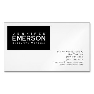 Carte De Visite Magnétique Minimaliste moderne professionnel plain noir blanc