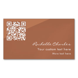 Carte De Visite Magnétique Modern Elegant Copper Tan QR Code