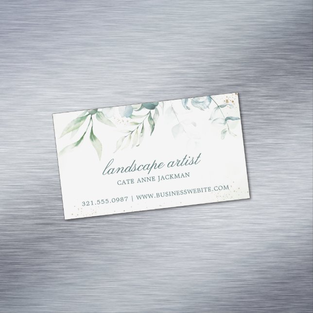 Carte De Visite Magnétique Modern Eucalyptus Greenery Elegant (In Situ)