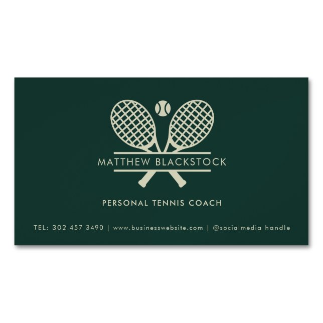 Carte De Visite Magnétique Modern Lawn Tennis Professional Coach Custom (devant)