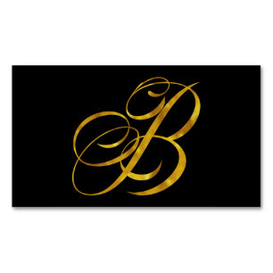 Carte De Visite Magnétique Monogramme B Faux Gold Foil Monogrammes initiaux