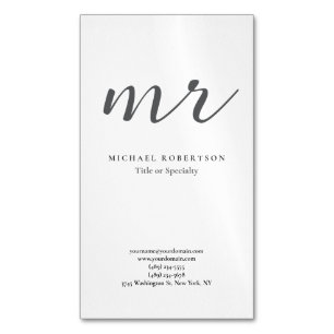 Carte De Visite Magnétique Monogramme Classique Gris Blanc Minimaliste Simple