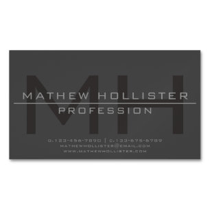 Carte De Visite Magnétique Monogramme masculin, gris