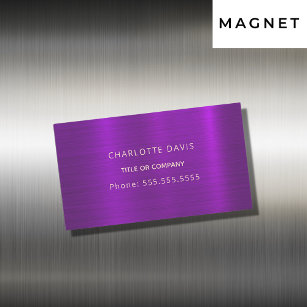 Carte De Visite Magnétique Monogramme métallique violet minimaliste élégant