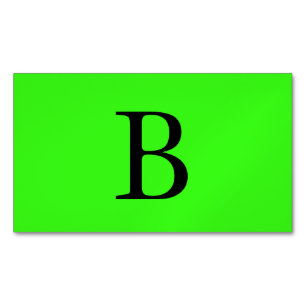 Carte De Visite Magnétique Monogrammes Initiales Cool vert néon brillant et c