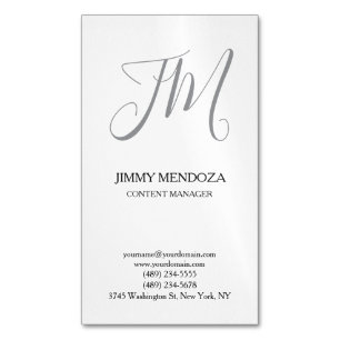 Carte De Visite Magnétique Monographie d'écriture simple et moderne tendance