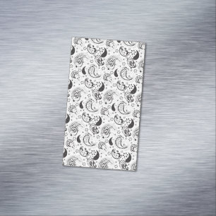 Carte De Visite Magnétique Motif cachemire noir et blanc – Élégante œuvre d'a