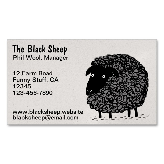 Carte De Visite Magnétique Mouton noir | Moutons de dessin Cool (devant)