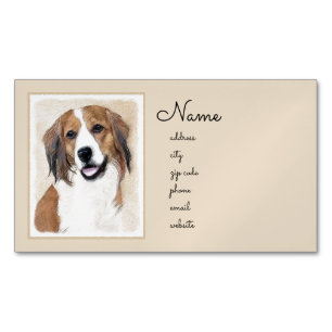 Carte De Visite Magnétique Nederlandse Kooikerhondje Peinture - Chien Art