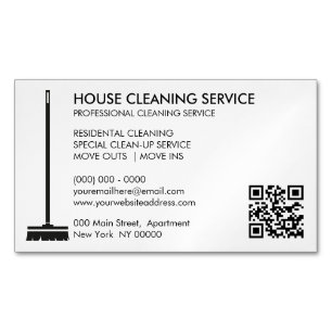 Carte De Visite Magnétique Nettoyant janitorial Broom Code Qr Simple