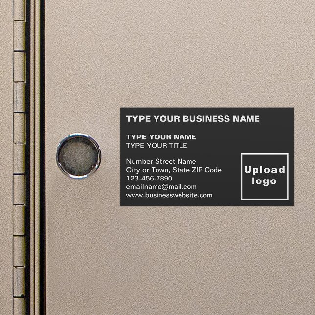 Carte de visite magnétique noir aligné gauche (Black magnetic business card in left aligned style)