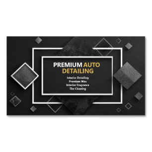 Carte De Visite Magnétique Noir Argent Paillettes Diamant Rectangle Géométriq
