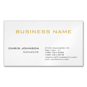 Carte De Visite Magnétique Noir Blanc Or Unique Tendance Minimaliste Simple