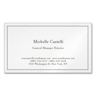 Carte De Visite Magnétique Noir Blanc Professionnel Unique Classique Simple