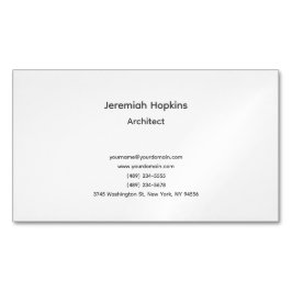 Carte De Visite Magnétique Noir Blanc Simple Plain Architect