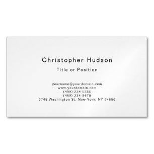 Carte De Visite Magnétique Noir & Blanc Simple Plain Minimaliste