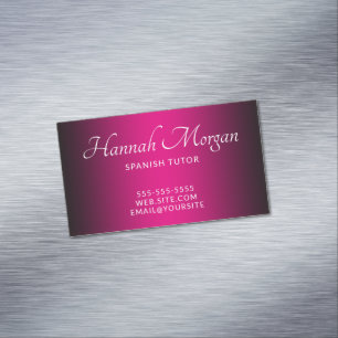 Carte De Visite Magnétique Noir et rose vif ombré élégant