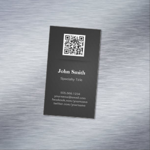 Carte De Visite Magnétique Noir simple et élégant - Code QR professionnel