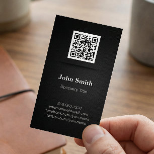 Carte De Visite Magnétique Noir simple et élégant - Code QR professionnel