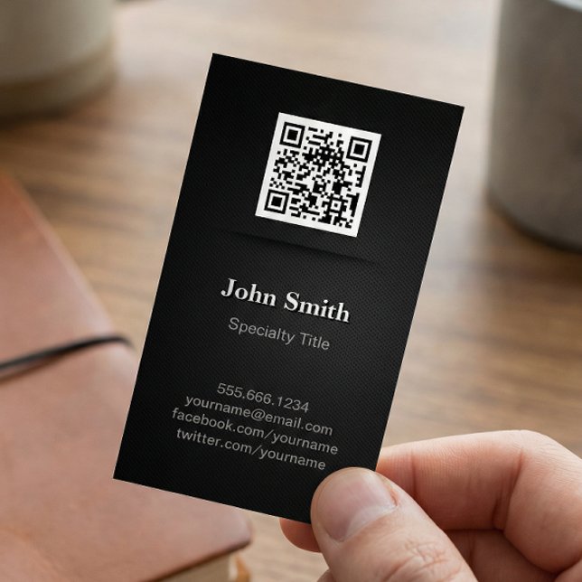 Carte De Visite Magnétique Noir simple et élégant - Code QR professionnel (Créateur téléchargé)