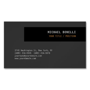 Carte De Visite Magnétique Nom de position professionnel gris noir personnali