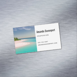 Carte De Visite Magnétique Océan aigue-marine Plage tropicale Scénique