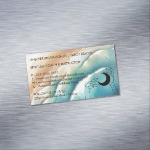 Carte De Visite Magnétique Ocean Beach Yoga Reiki Main Céleste