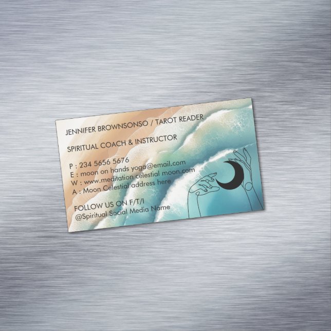 Carte De Visite Magnétique Ocean Beach Yoga Reiki Main Céleste (In Situ)