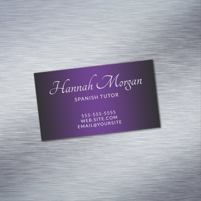 Carte De Visite Magnétique Ombre noir et Royal violet élégant (In Situ)