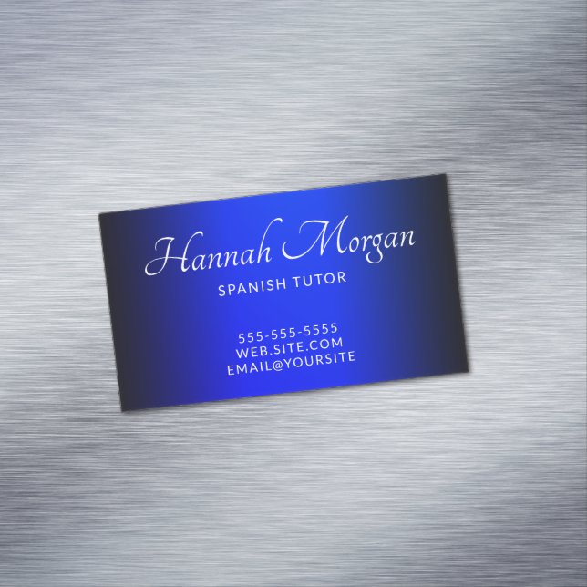 Carte De Visite Magnétique Ombre noir et saphir bleu élégant (In Situ)