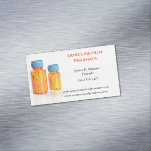 Carte De Visite Magnétique Orange Blue Pill Bouteilles Pharmacy