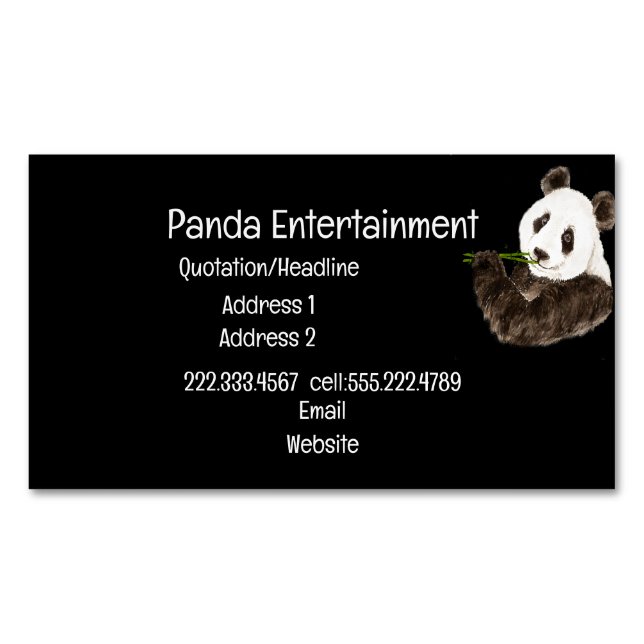 Carte De Visite Magnétique Panda Cuisine Personnalisée, Ours Asiatique, Anima (devant)