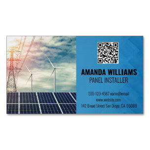 Carte De Visite Magnétique Panneaux solaires Logo Tech Énergie