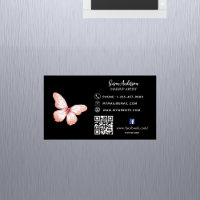 Papillon de pêche rose noir code QR Facebook