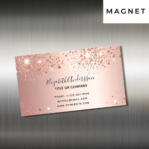 Carte De Visite Magnétique parties scintillant en or rose poussière métalliqu