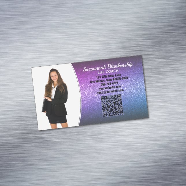 Carte De Visite Magnétique Parties scintillant Ombre violet professionnelle p (In Situ)