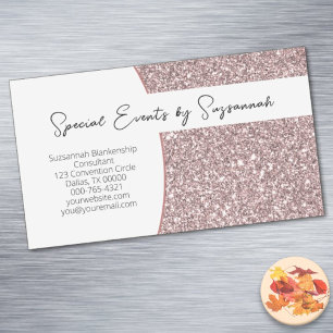 Carte De Visite Magnétique Parties scintillant professionnelle Rose Faux pers