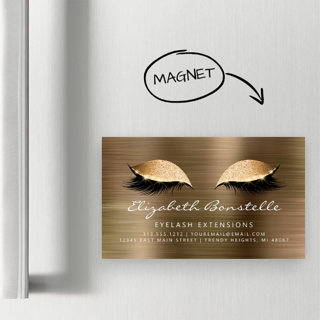 Carte De Visite Magnétique Parties scintillant Yeux Brossé Métal Lash Extensi (Créateur téléchargé)