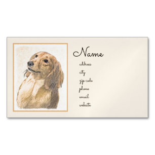 Carte De Visite Magnétique Peinture de Dachshund (Longhaïs) - Art original du
