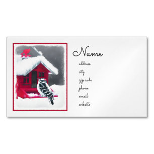 Carte De Visite Magnétique Peinture Downy Woodpecker - Art original pour oise