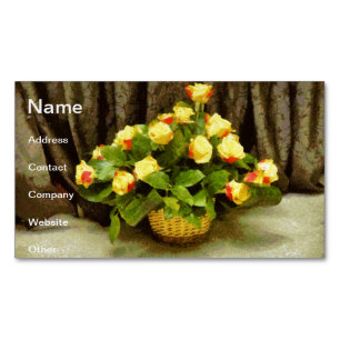 Carte De Visite Magnétique Peinture en panier de roses jaunes
